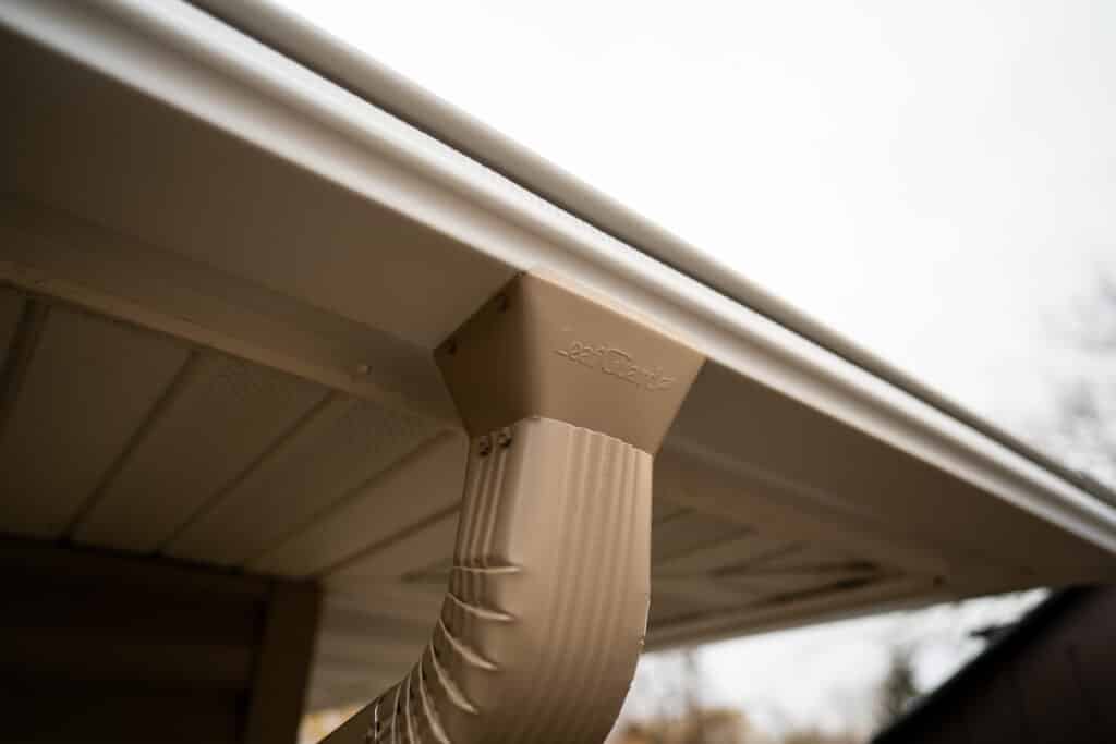 A LeafGuard roof gutter installation by Lindus Construction.