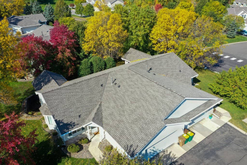 A roof installation for a townhome association.