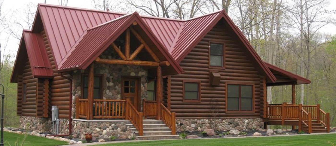 Home with a red metal roof