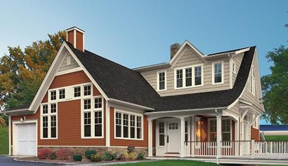 red and cream vinyl siding on Minneapolis home