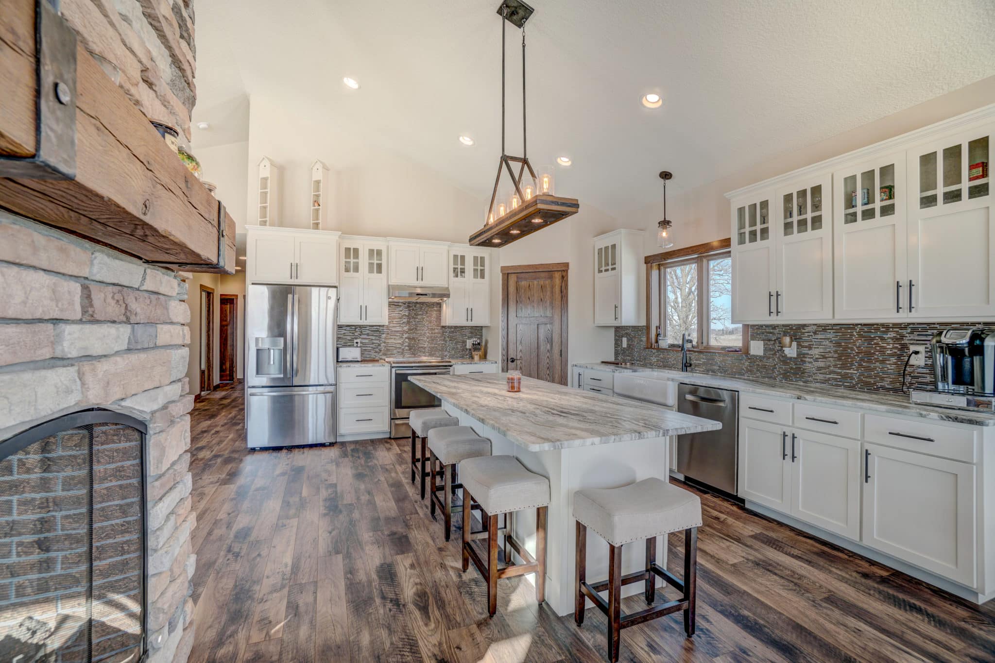 modern kitchen with marble countertops