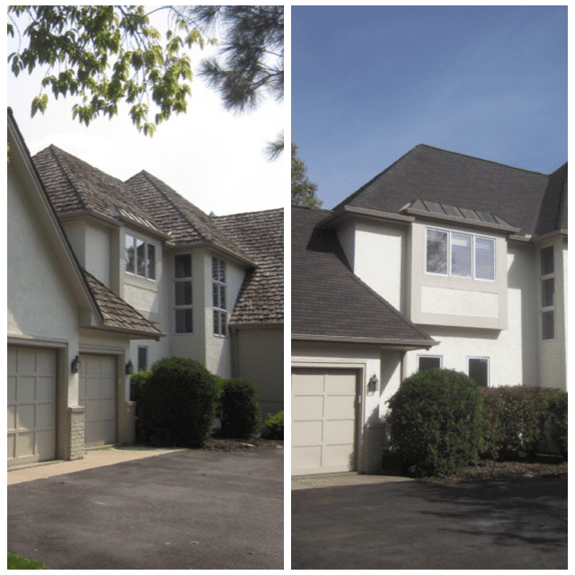 Before and After GAF Glenwood roof shingles installation