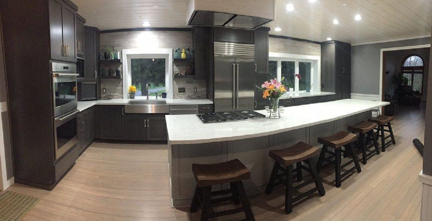 kitchen with bamboo floors