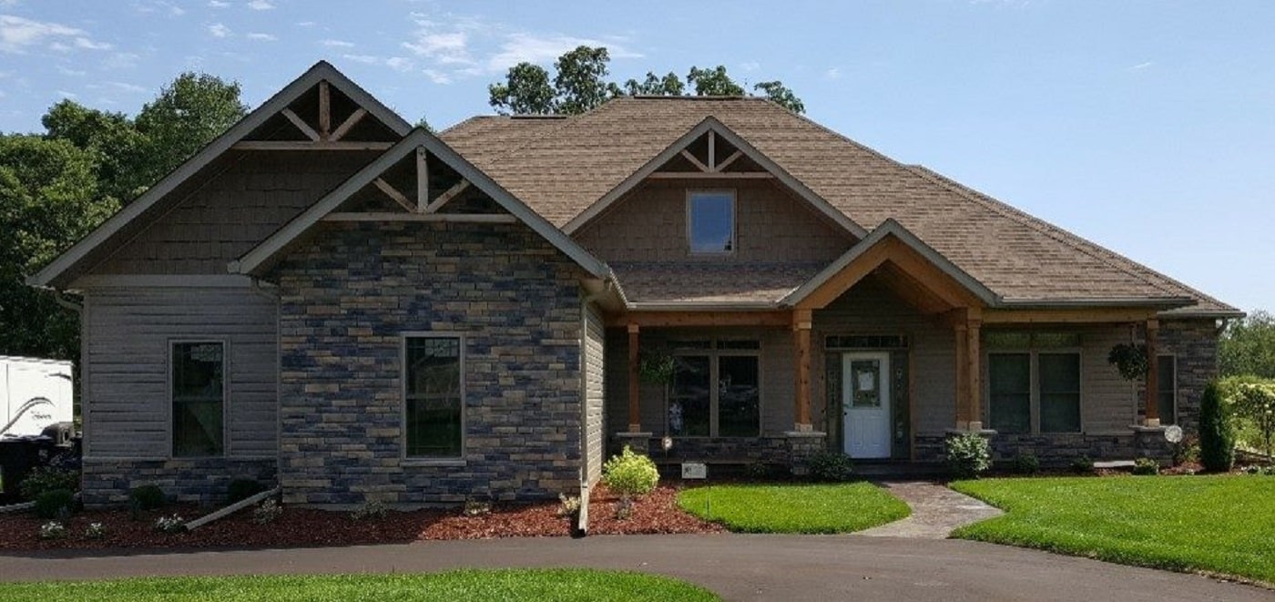 Home with an asphalt shingle roof
