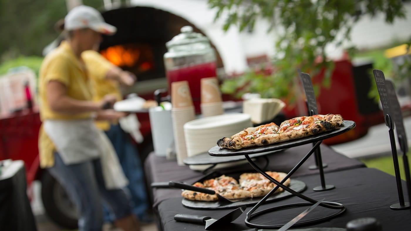 celebratory pizza party after roof installation