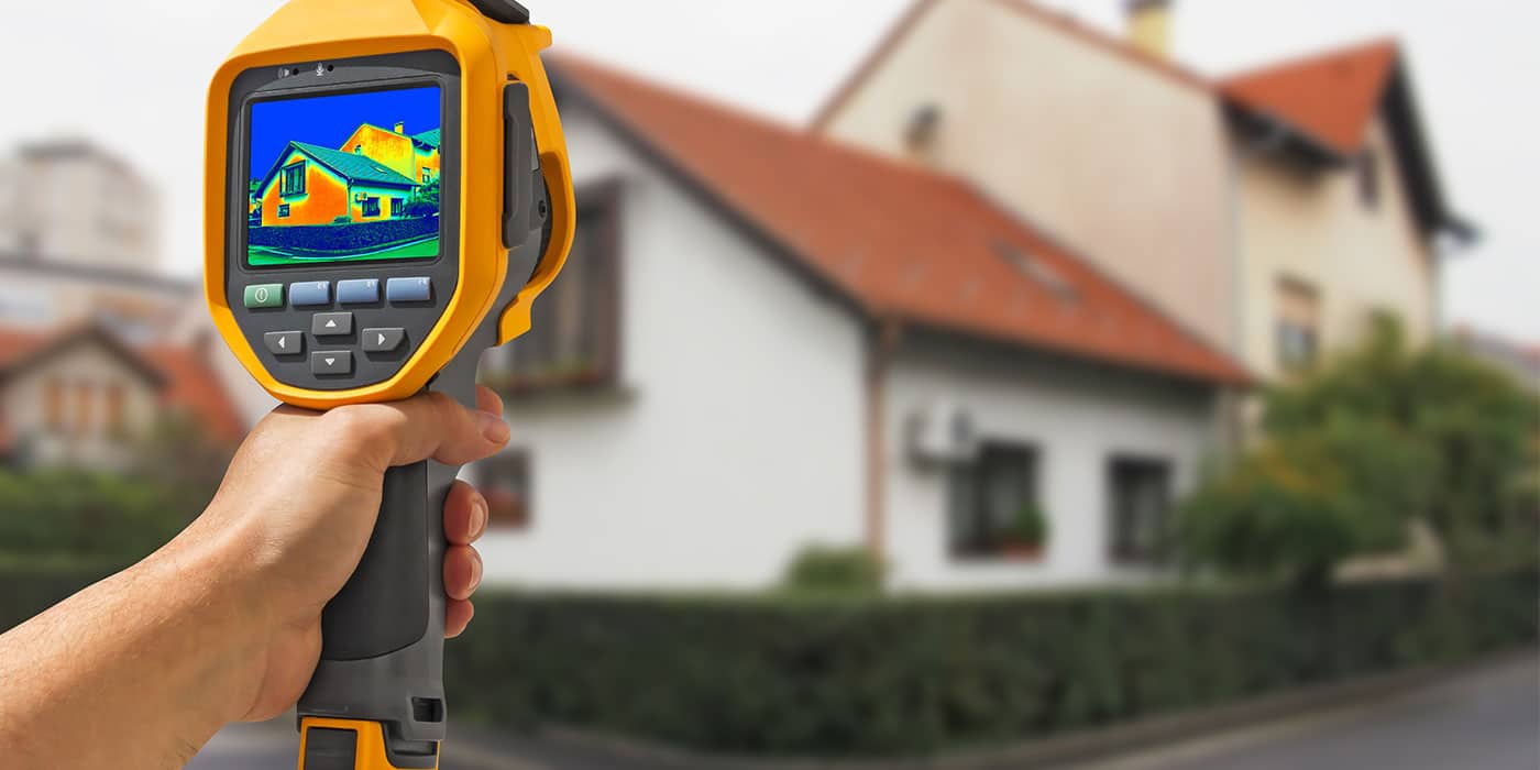 Home being inspected with a thermal imaging camera