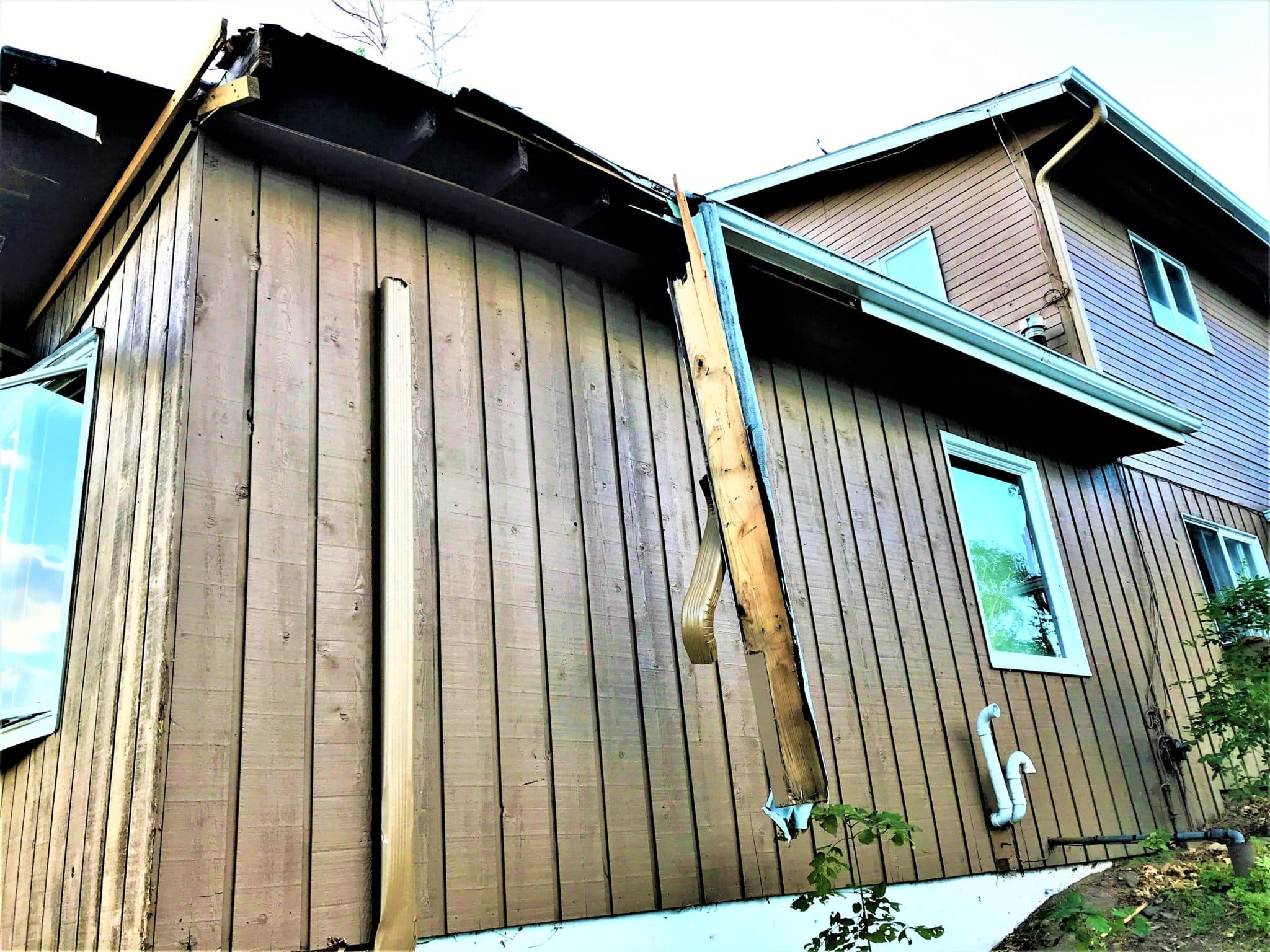 Siding damage on a home
