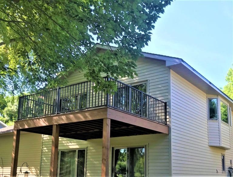 Trex decking, steel siding, & LeafGuard Gutters.