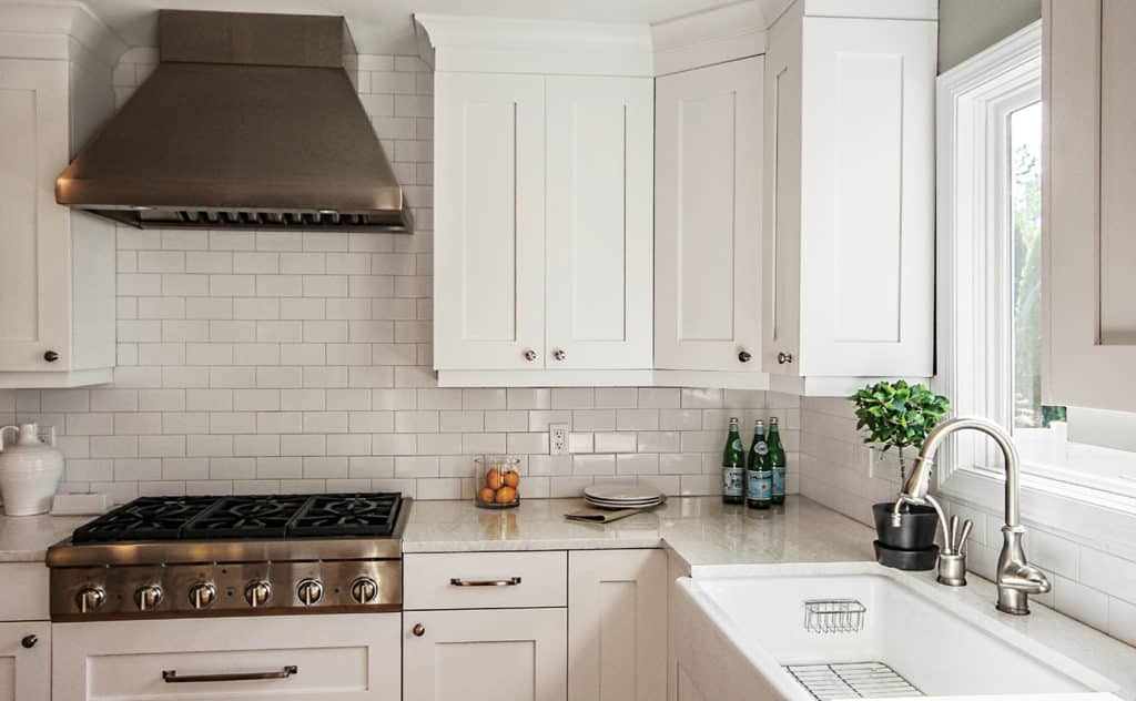Interior kitchen featuring an Infinity Picture Window in Stone White interior finish