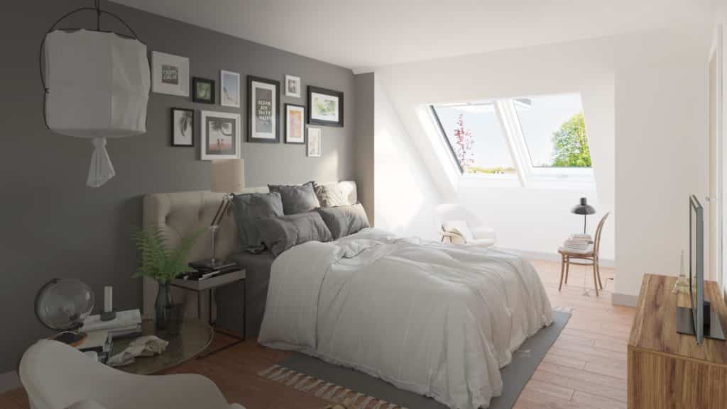 unique skylight in a bedroom installed by Lindus Construction