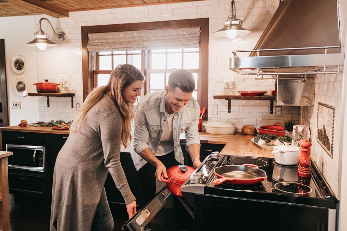 cooking in kitchen 