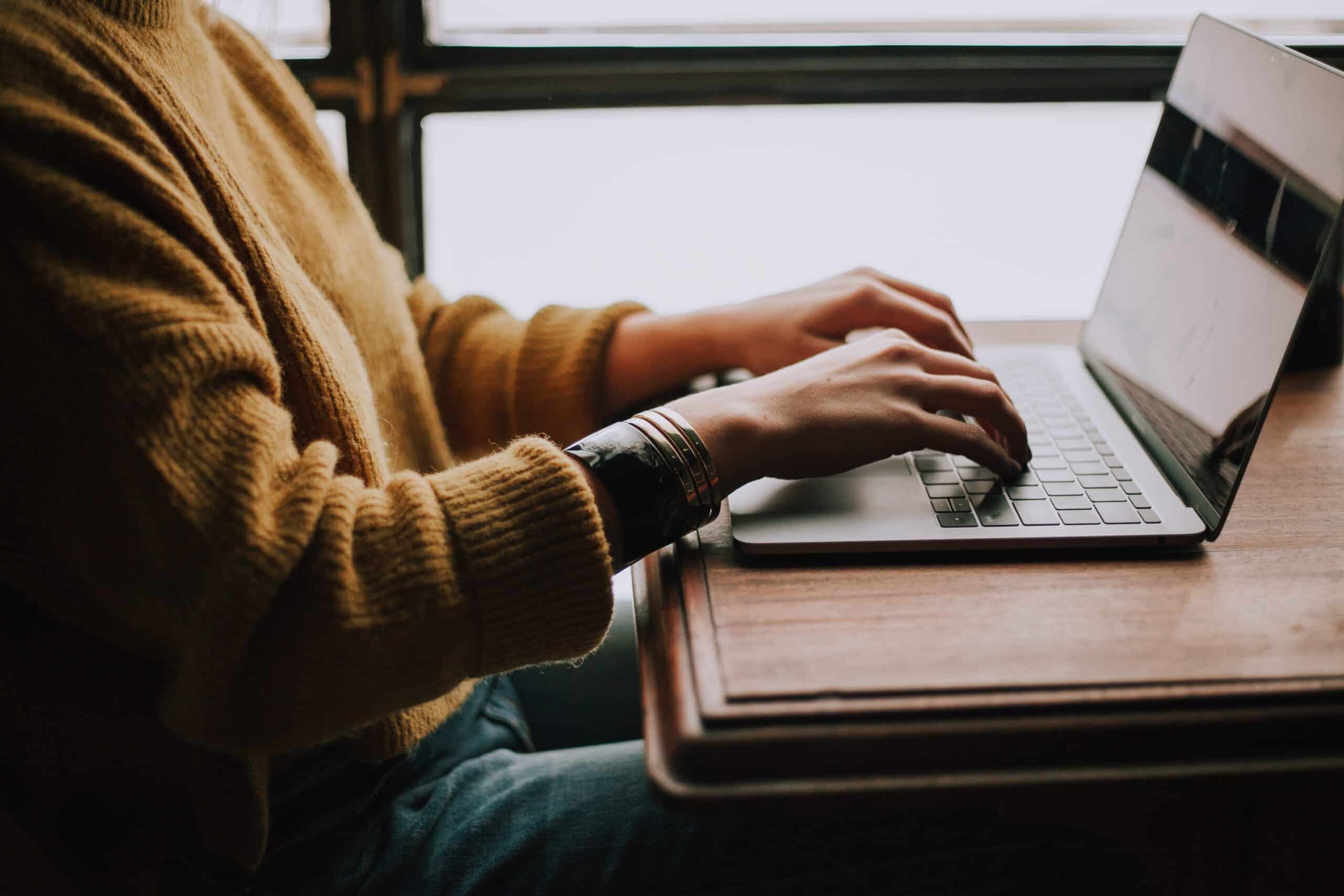 typing on a computer