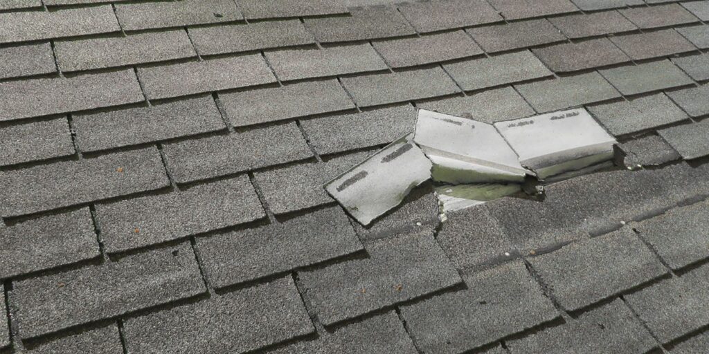 roof damage from a wind storm