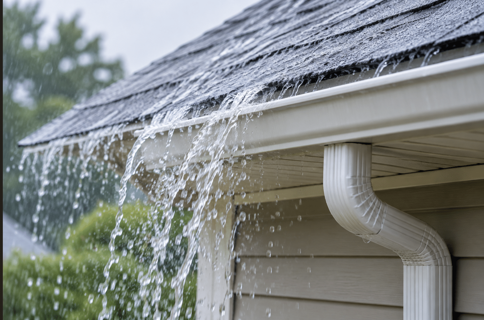Rainwater Overshooting Gutters